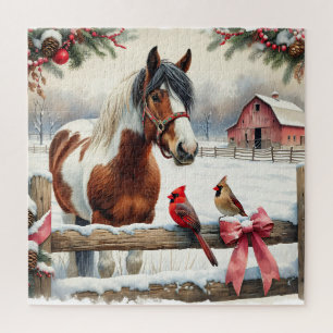 Quebra-cabeça Natal de Pinto Cavalo e Cardeais