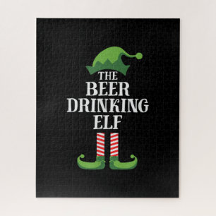 Quebra-cabeça Natal do Grupo Familiar de Cerveja Bebendo Elf Cor