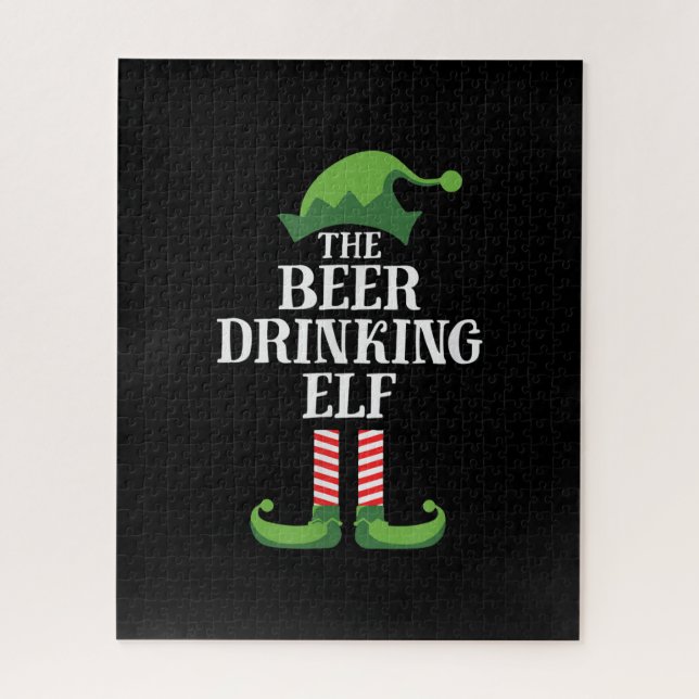 Quebra-cabeça Natal do Grupo Familiar de Cerveja Bebendo Elf Cor (Vertical)