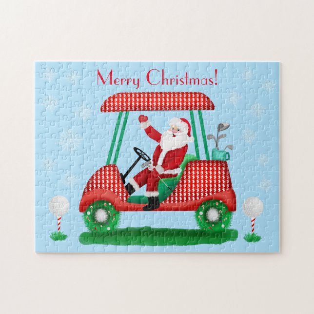 Quebra-cabeça NATAL DO PAPAI NOEL DE CARRINHO DE GOLFE COM FLoco (Horizontal)