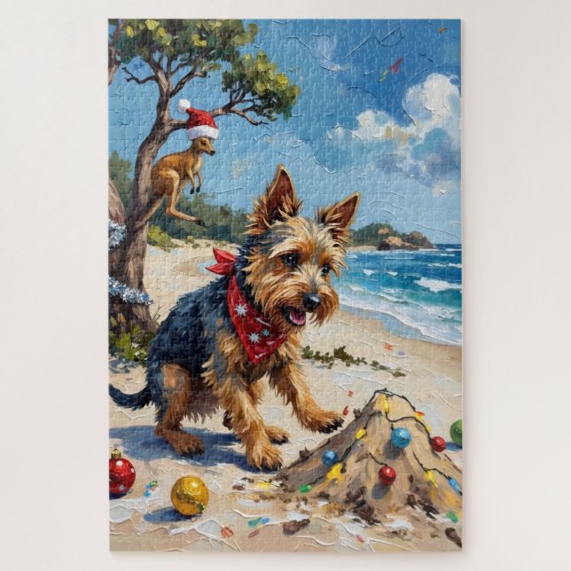 Quebra-cabeça Natal do Terrier Australiano na Austrália (Vertical)