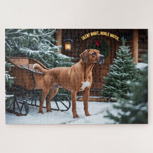 Quebra-cabeça Natal Festivo do Ridgeback da Rodésia (Horizontal)