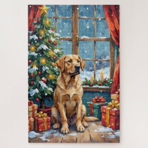 Quebra-cabeça Natal Labrador Embaixo da Árvore