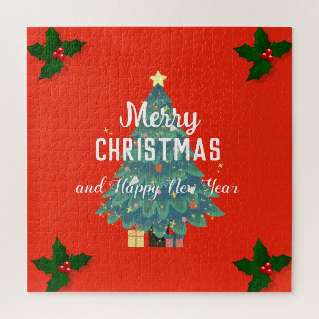 Quebra-cabeça Natal moderno e feriado de feliz ano novo (Vertical)