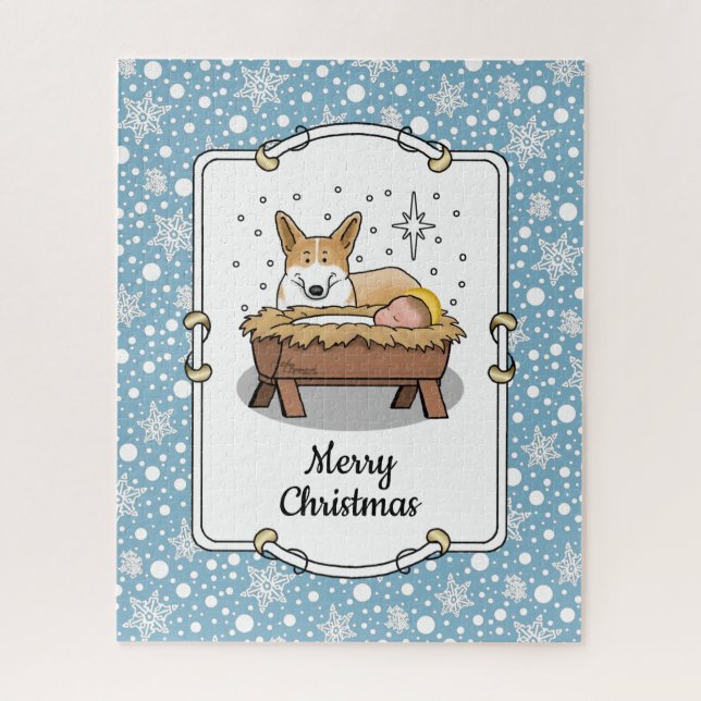 Quebra-cabeça Natal Natividade Pembroke Welsh Corgi (red1) Diver (Vertical)