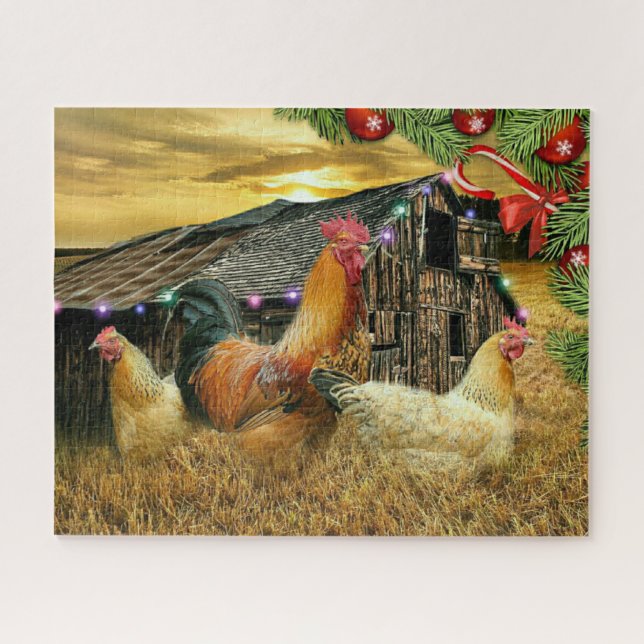 Quebra-cabeça Natal No Galo De Colheita De Frango (Horizontal)