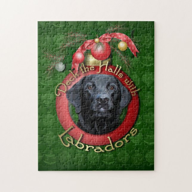Quebra-cabeça Natal - plataforma os salões - Labradors - calibre (Vertical)