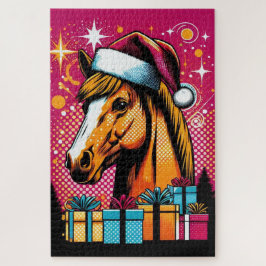 Quebra-cabeça Natal Pop Art Cavalo e Presentes Natal