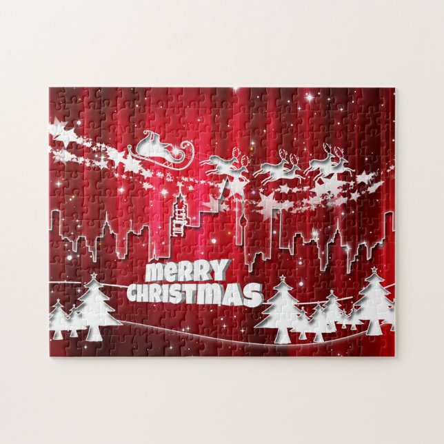 Quebra-cabeça Natal vermelho (Horizontal)