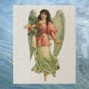 Quebra-cabeça Natal vintage, anjo antigo do Victorian