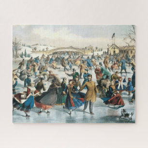 Quebra-cabeça Natal Vitoriano Central Park Currier & Ives