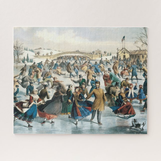 Quebra-cabeça Natal Vitoriano Central Park Currier & Ives (Horizontal)