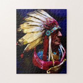 Quebra-cabeça Native "Hunkpapa Chief" rare original art Puzzle