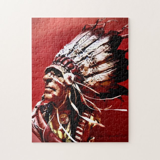 Quebra-cabeça Native "Nez Perce Chief" original art Puzzle (Vertical)