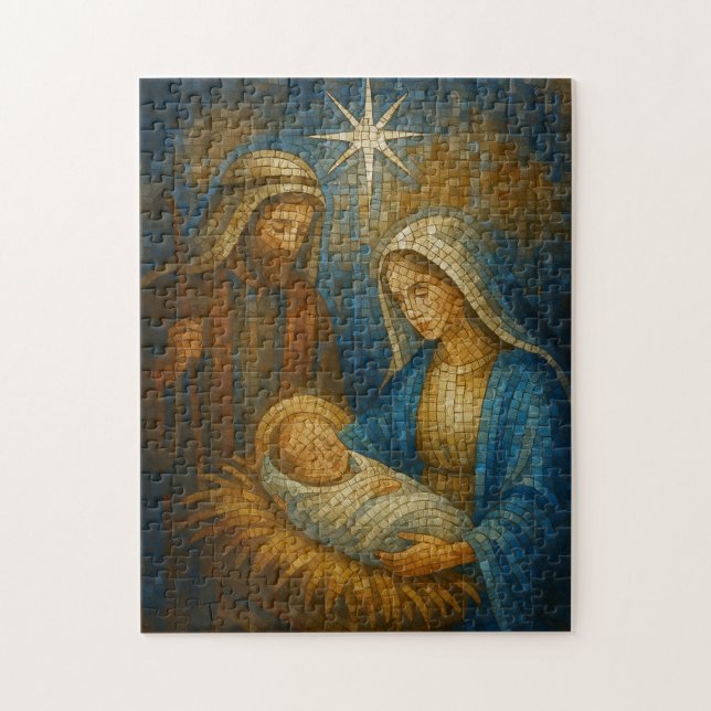 Quebra-cabeça Nativity Stained Glass Mosaic | Holy Family  (Vertical)