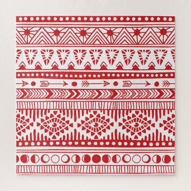 Quebra-cabeça Nativo Americano: Red Ink Doodle. (Vertical)