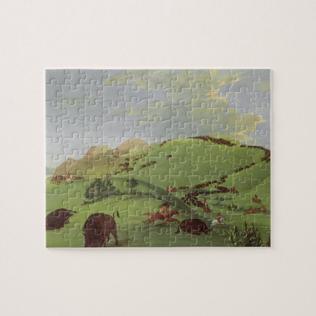 Quebra-cabeça Nativos americanos antigos, Caça ao Búfalo por Cat (Horizontal)