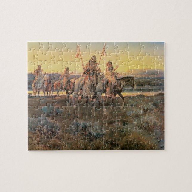 Quebra-cabeça Nativos americanos antigos, Piegans por CM Russell (Horizontal)