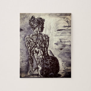 Quebra-cabeça Nature Woman Puzzle Black and White Painting