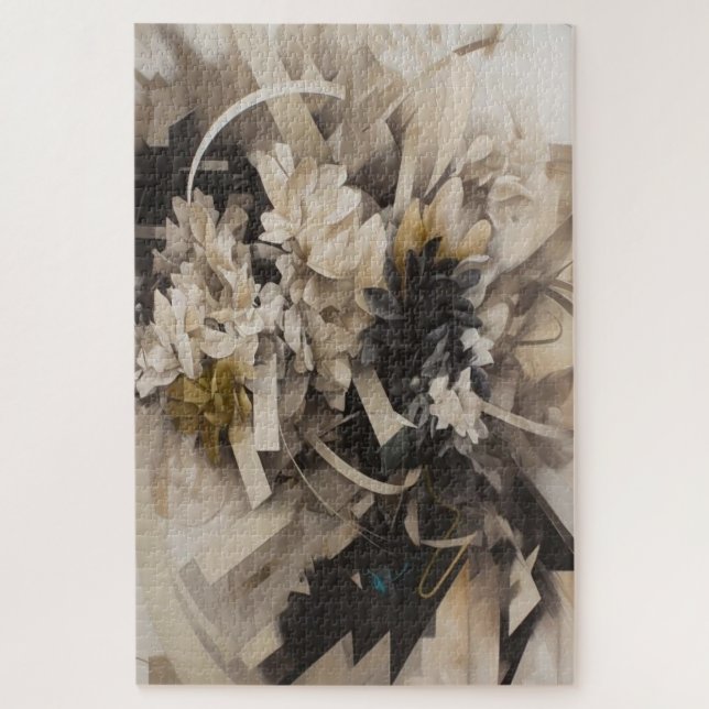 Quebra-cabeça Natureza Botânica Neutra Floral Soft Inspirada (Vertical)