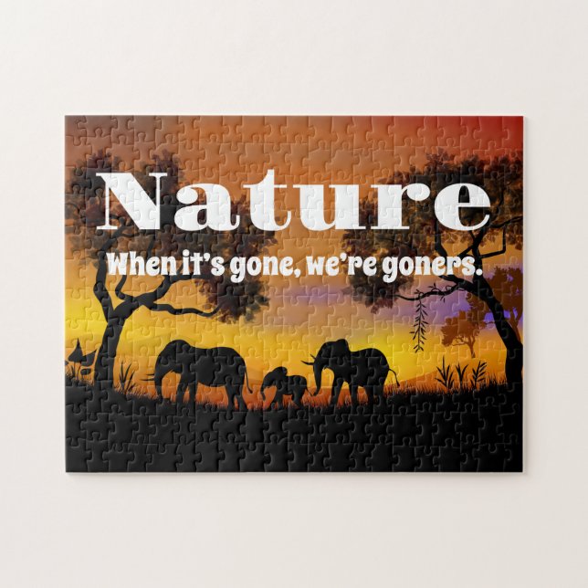 Quebra-cabeça Natureza e elefantes preciosos (Horizontal)