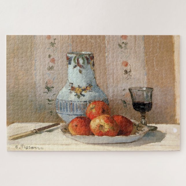 Quebra-cabeça Natureza Morta com Maçãs e Jarro por Pissarro (Horizontal)