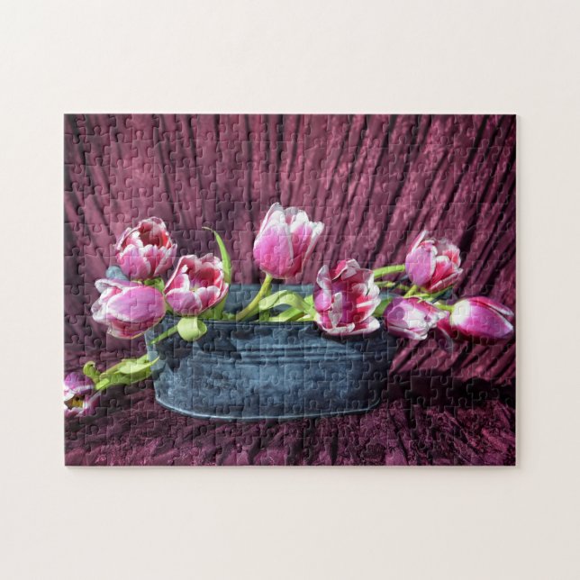 Quebra-cabeça Natureza-morta de tulipas em rosa (Horizontal)