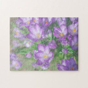 Quebra-cabeça Natureza Pálida Pastel Púrpura Flores De Crocus Fl