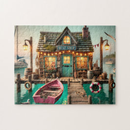 Quebra-cabeça Nautical Dockside Boat Shop Coastal Cottage