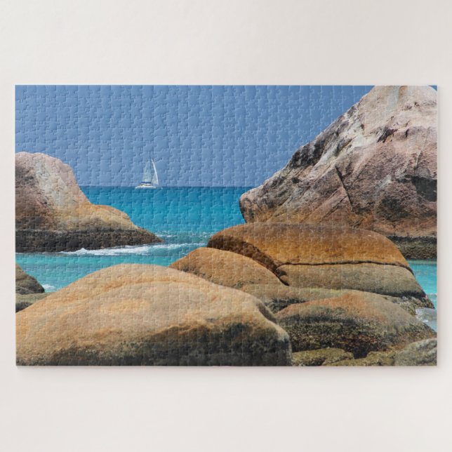 Quebra-cabeça Náutico Tropical da Ilha Seychelles (Horizontal)