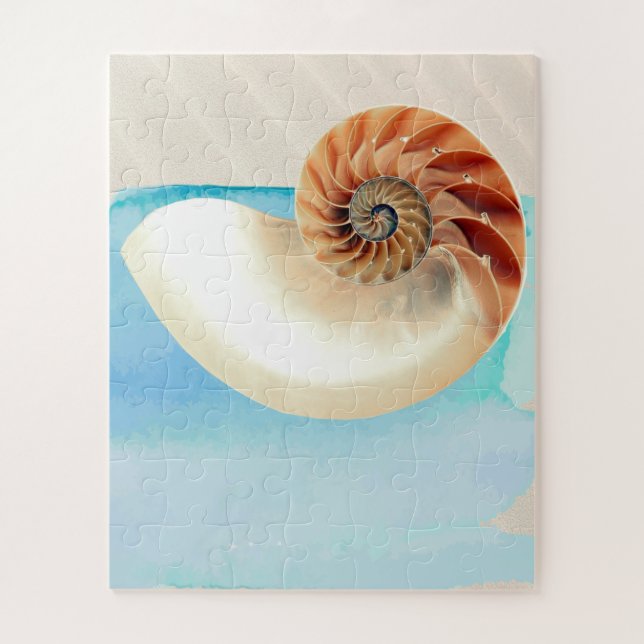 Quebra-cabeça Nautilus Seashell e Sand (Vertical)