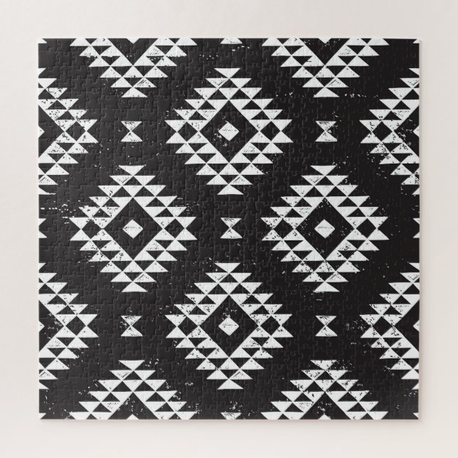 Quebra-cabeça Navajo Geométrico: Tribal Branco Negro. (Vertical)