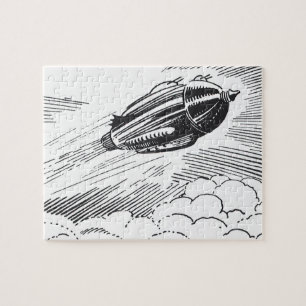 Quebra-cabeça Nave Espacial de Ficção Científica Vintage em Nuve
