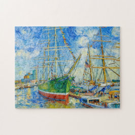Quebra-cabeça Navio Alto Impressionista no Porto de Hamburgo com