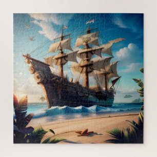 Quebra-cabeça Navio de pirata de praia tropical