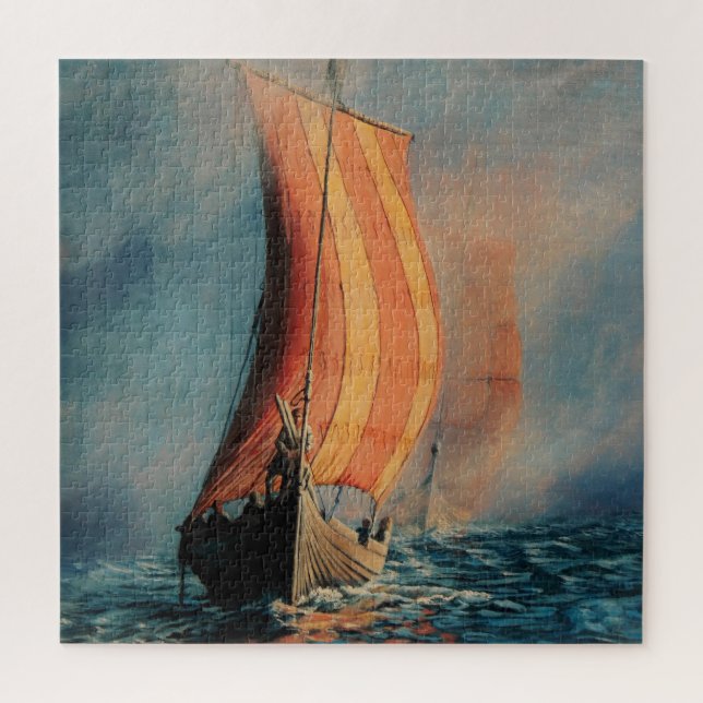 Quebra-cabeça Navio/embarcação longa/no mar/homens a bordo (Vertical)