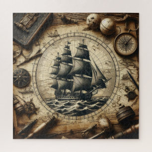 Quebra-cabeça Navio Pirata Antigo à Vela 4