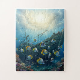 Quebra-cabeça Navio solto e escola de peixes