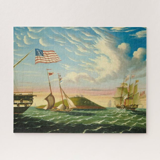 Quebra-cabeça Navios Clipper Porto de Boston 1800s (Horizontal)