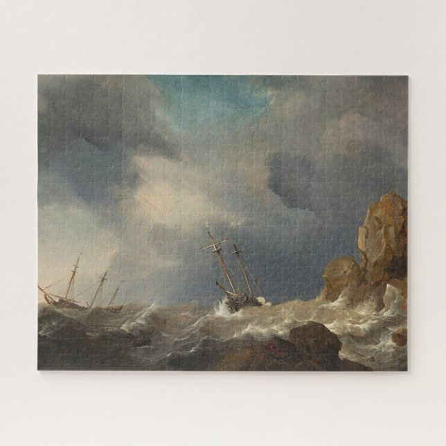 Quebra-cabeça Navios em uma Gale por Willem van de Velde, o Youn (Horizontal)