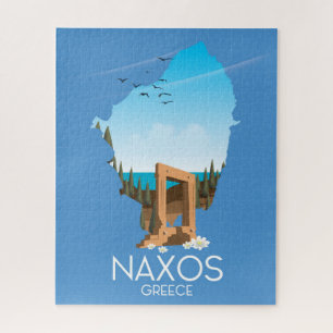Quebra-cabeça Naxos Mapeiam o poster de viagens grego.