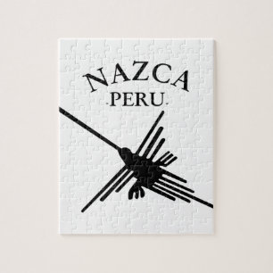 Quebra-cabeça Nazca Peru Hummingbird com texto curvo