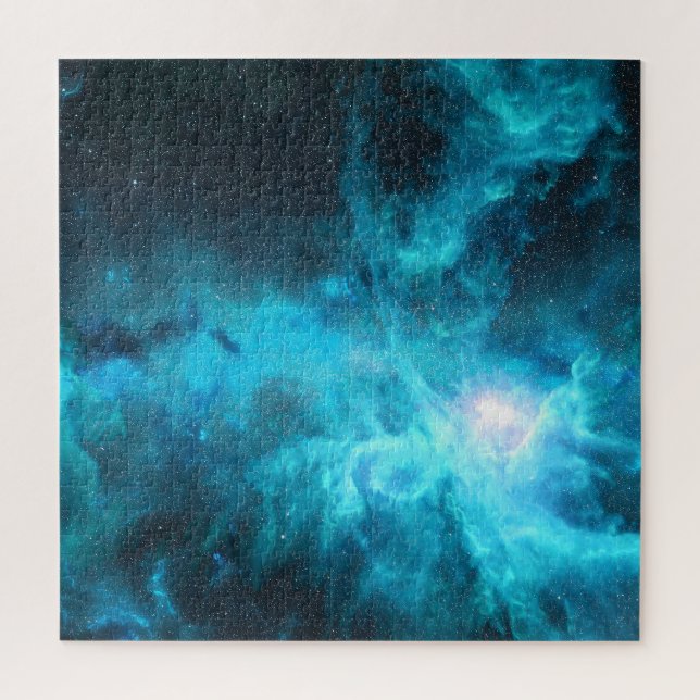 Quebra-cabeça Nébula de Órion, luz azul, astronomia. (Vertical)