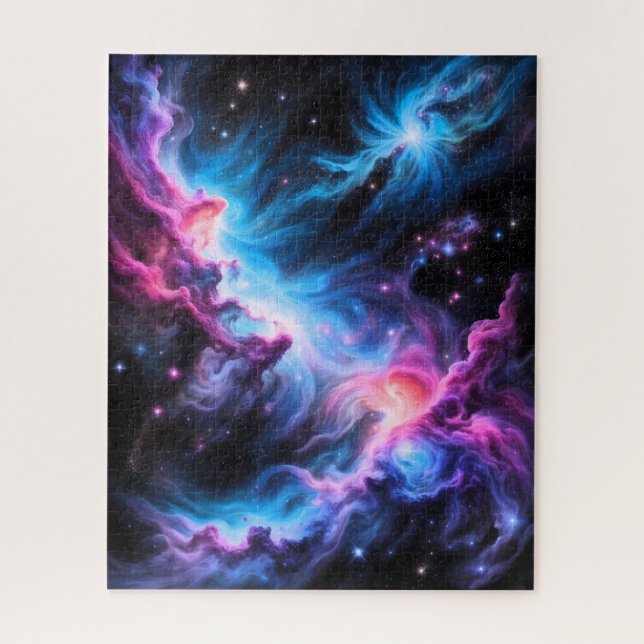 Quebra-cabeça Nebulosa Azul Púrpura Enigma Espaço Profundo (Vertical)