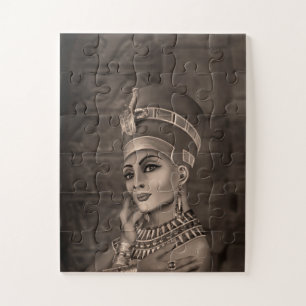 Quebra-cabeça Nefertiti - a Rainha Egípcia - sépia