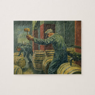 Quebra-cabeça Negócios Vintage, Rolhando Barris de Vinho