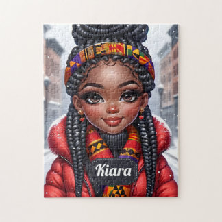 Quebra-cabeça Negra africana americana com Braids