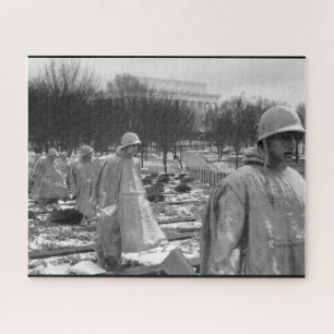 Quebra-cabeça negro e branco de guerra memorial coreano