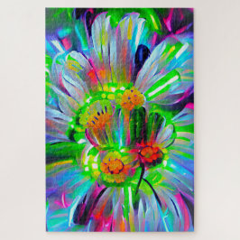 Quebra-cabeça Neon Abstrato Daisies com cores vívidas
