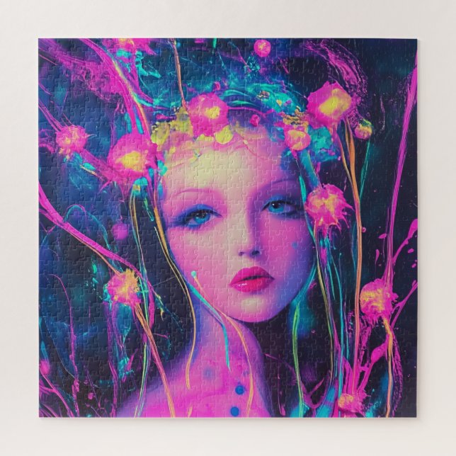 Quebra-cabeça Neon Alienígena Goddese (Vertical)